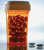 A prescription pill bottle.